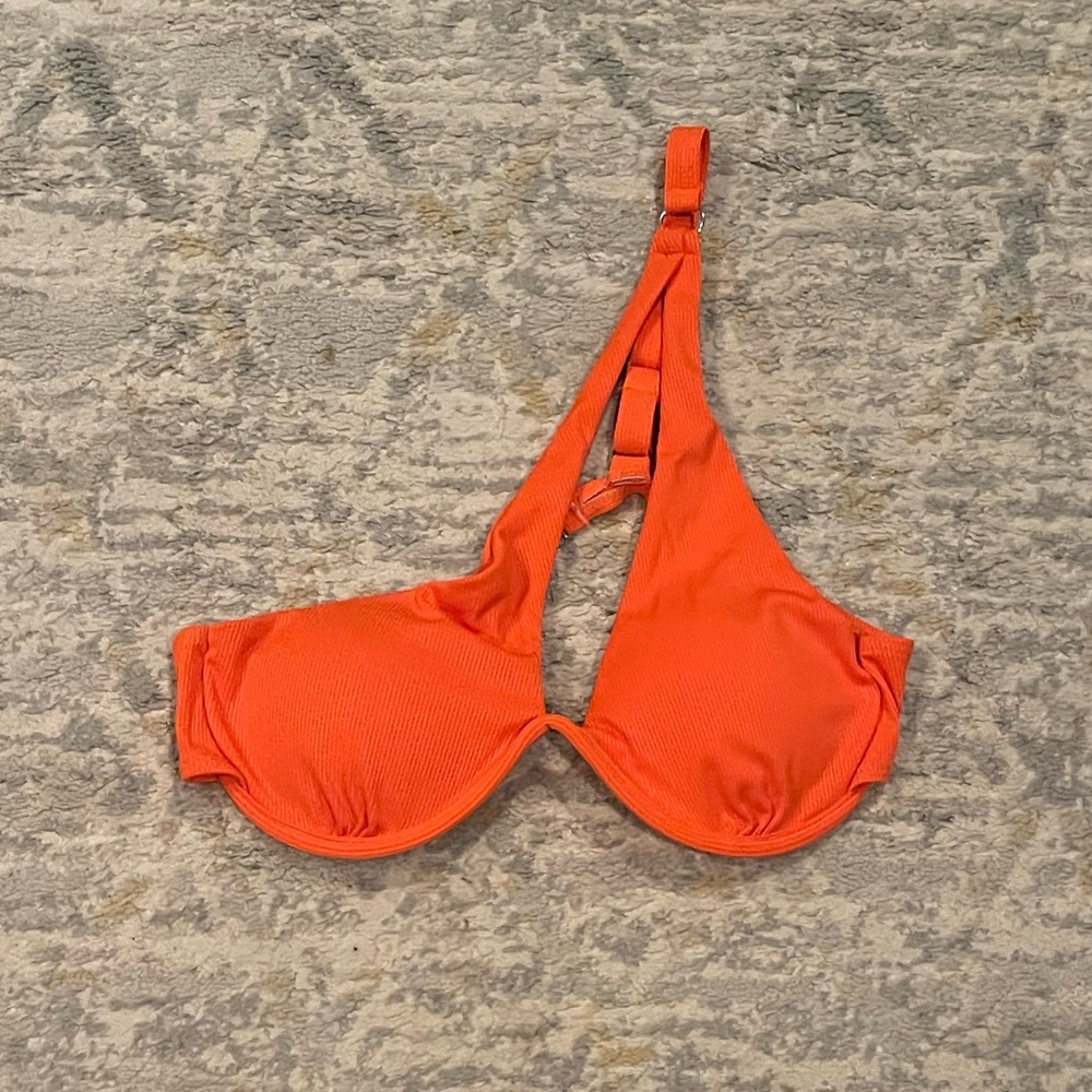 One shoulder dark orange swimsuit top